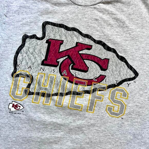 Vintage 90’s Kansas City Chiefs T-Shirt - Gray - M - Picture 2 of 4